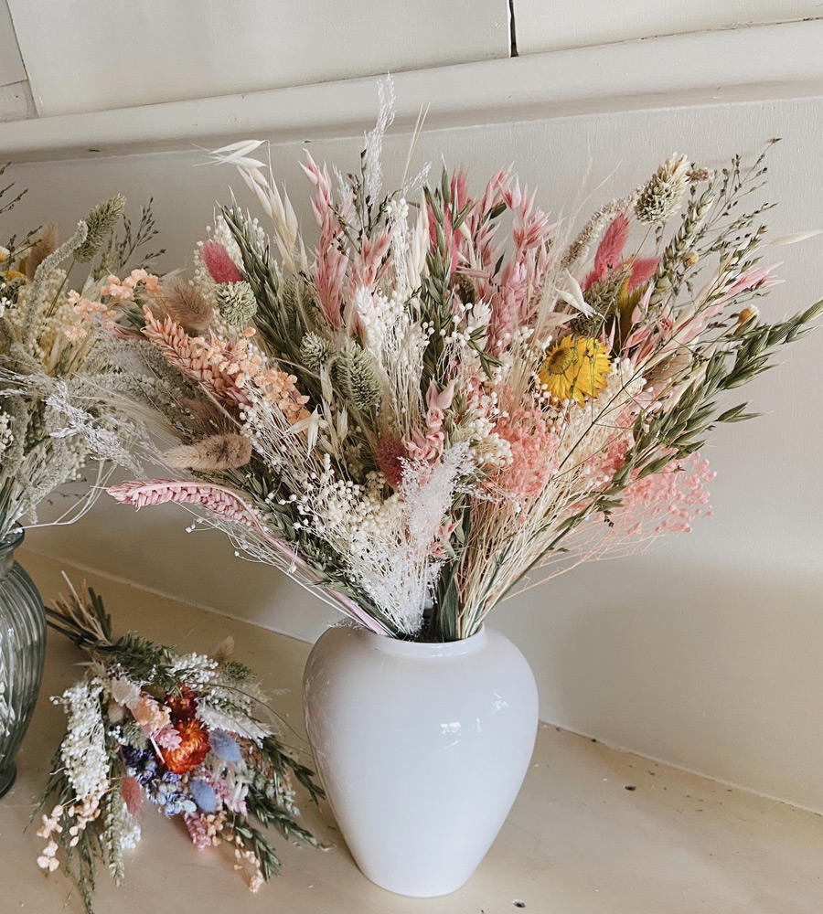 Vente bouquet de fleurs séchées - Pastel - Boutique en ligne - Fleuriste