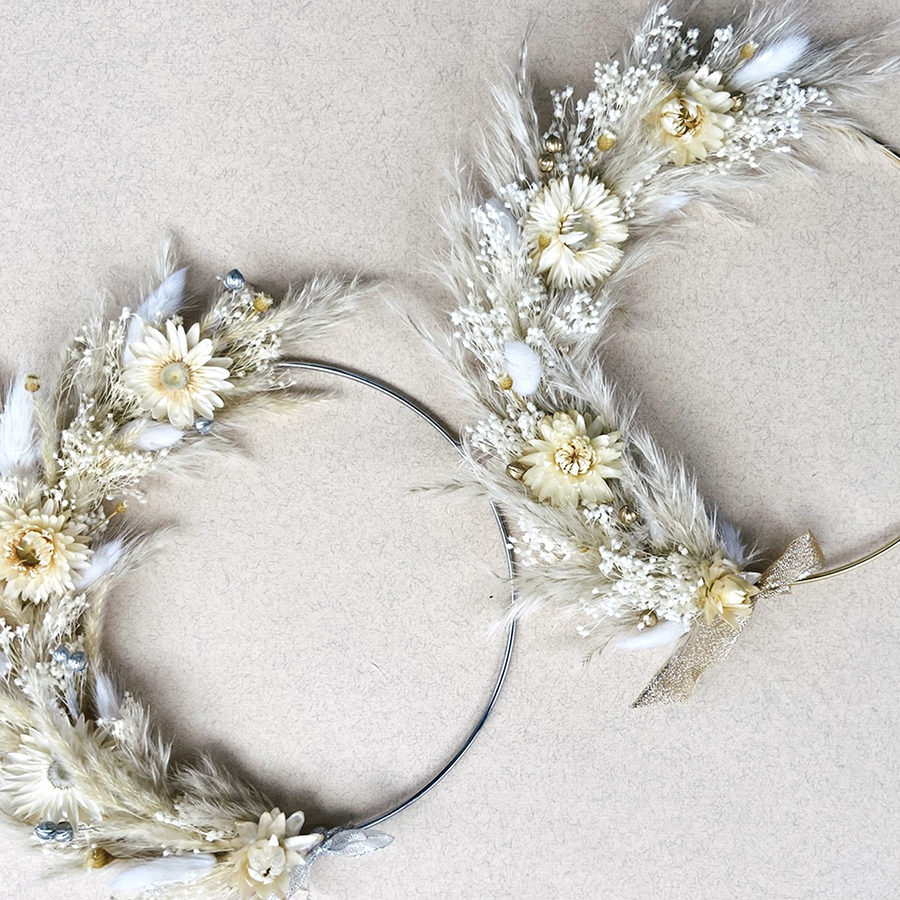 Ange Couronne de fleurs séchées