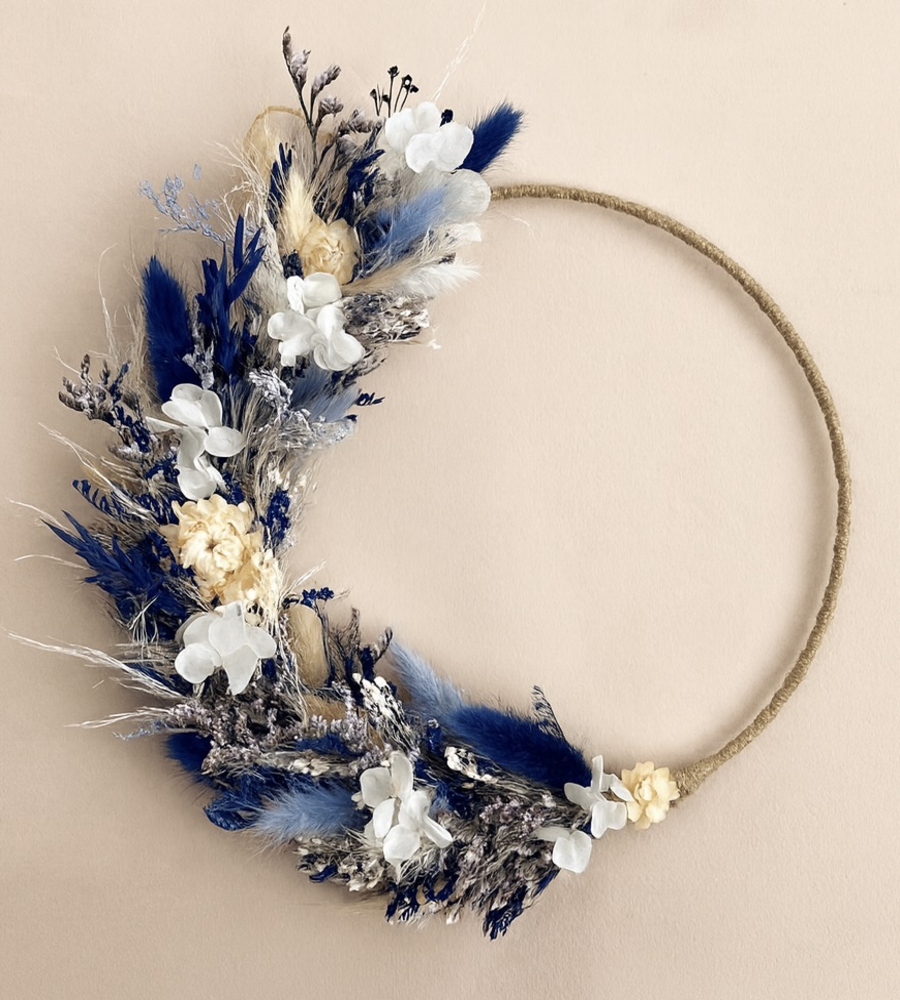Couronne fleurs sechees Blue