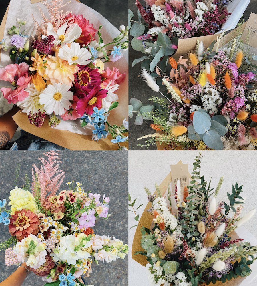 Bouquet fleurs fraiches et séchées
